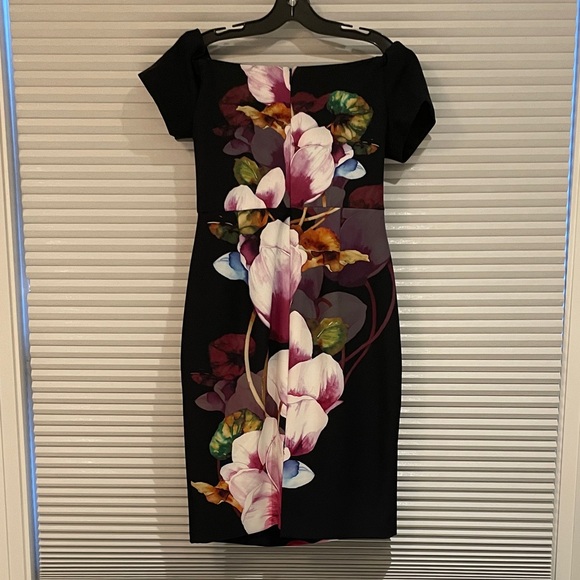 Trina Turk Black Dress with Pink and White Floral Design - NWOT - Picture 3 of 4